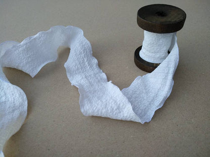 Seersucker Crinkly Textured Matte Ribbon 4cm width- Per yard -For Bridal Bouquet Wrap, Wedding Invitation DIY, Gift wrapping