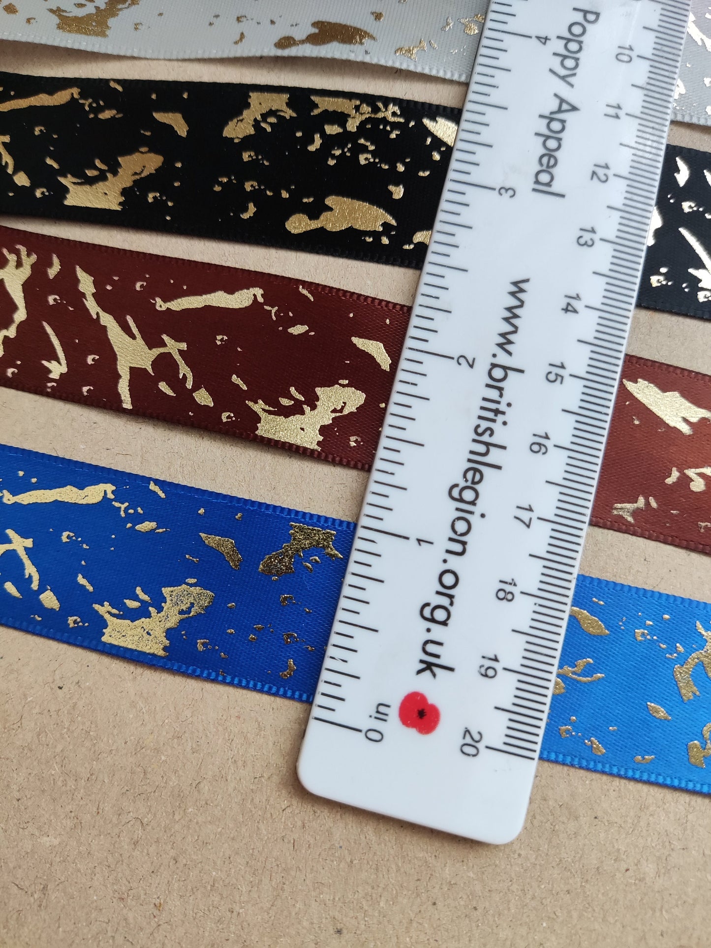 Satin Ribbon with Scattered Gold Print 25mm width- Per yard - For Wedding Invitation DIY, Gift wrapping, Cake decoration