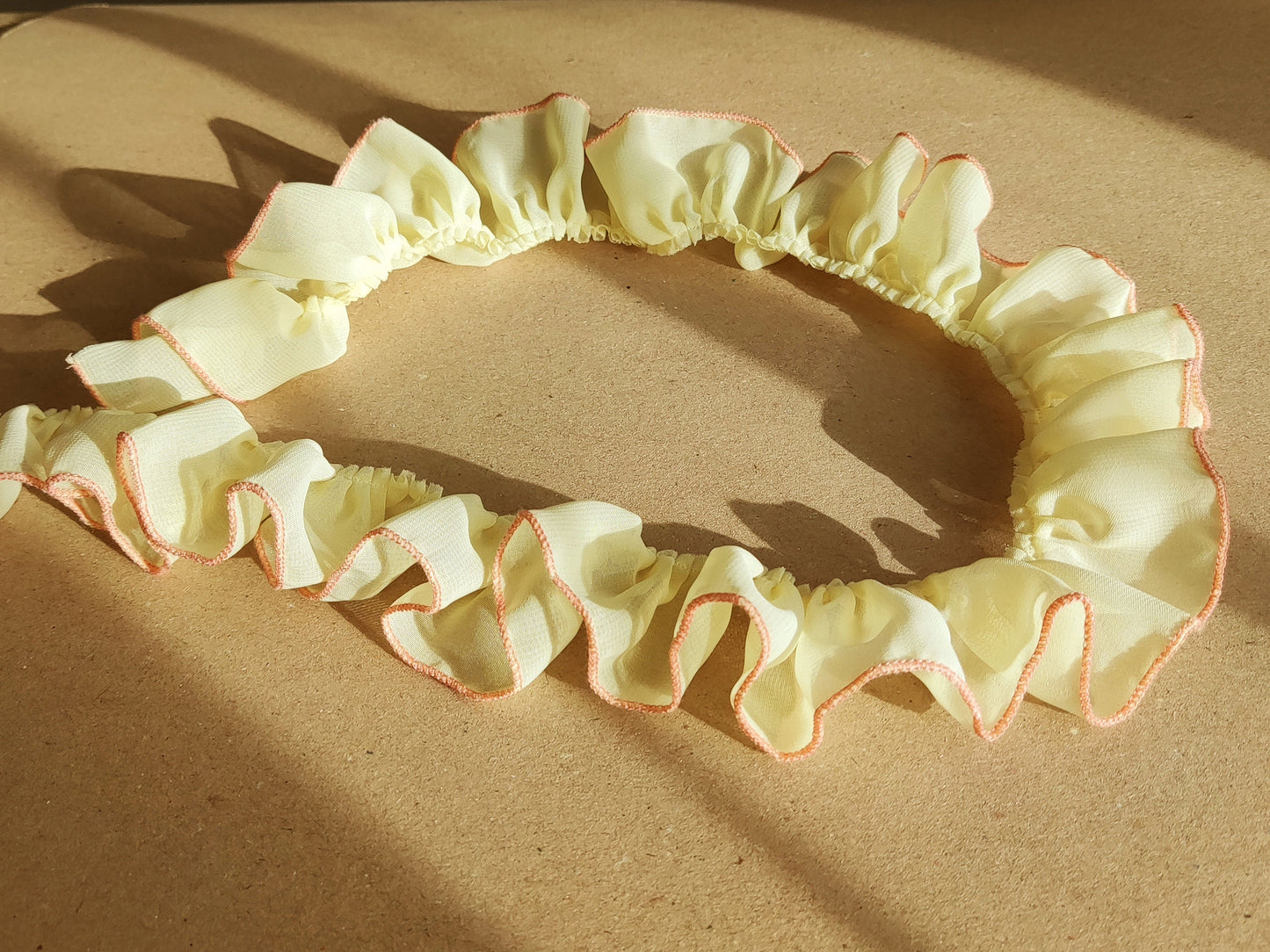 5cm Width Gathered Chiffon Trim with Contrasting Colour Edge -Per yard- For Doll Clothes, Scrunchie Making, Dressmaking