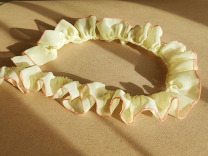 5cm Width Gathered Chiffon Trim with Contrasting Colour Edge -Per yard- For Doll Clothes, Scrunchie Making, Dressmaking