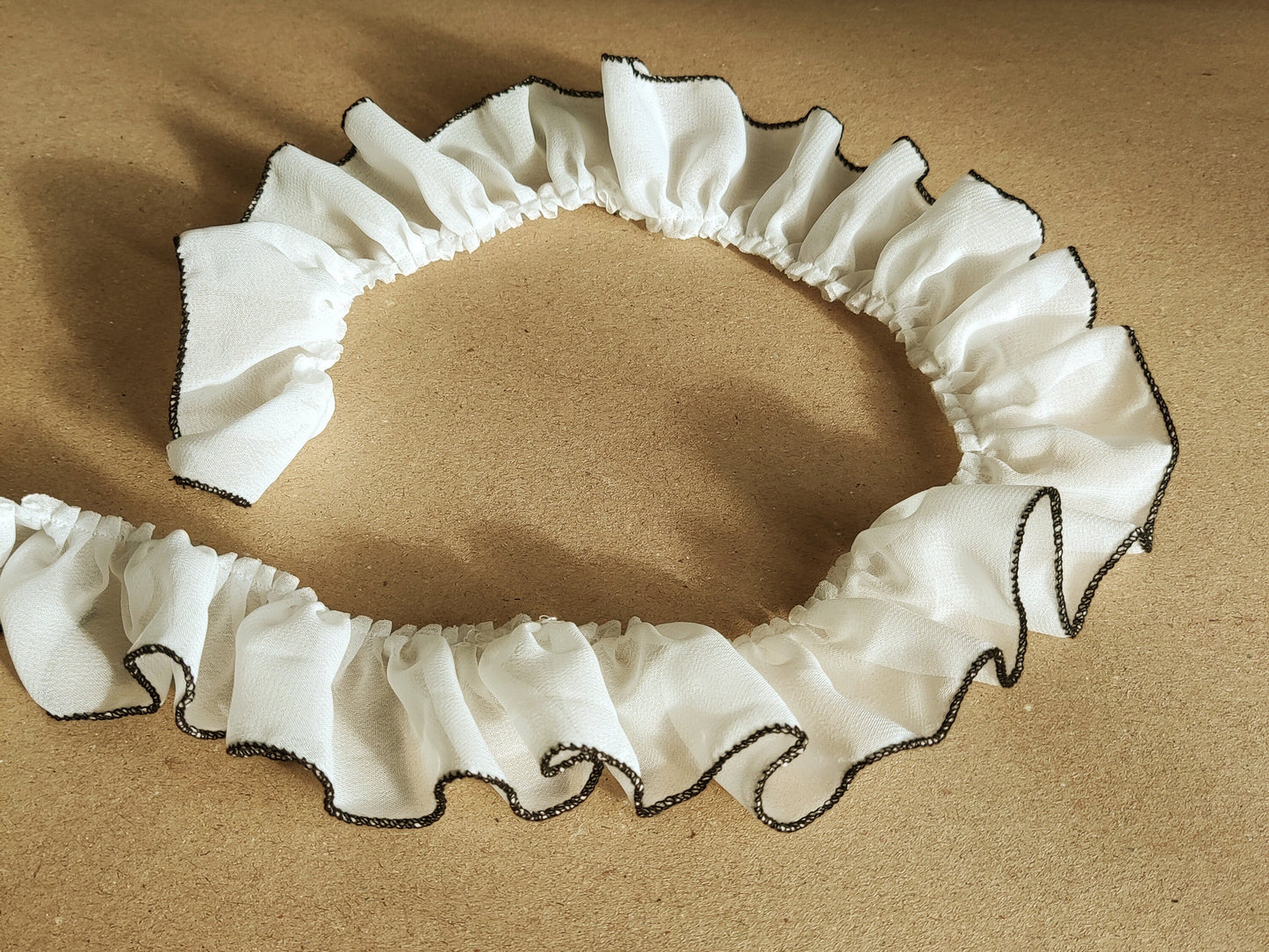 5cm Width Gathered Chiffon Trim with Contrasting Colour Edge -Per yard- For Doll Clothes, Scrunchie Making, Dressmaking
