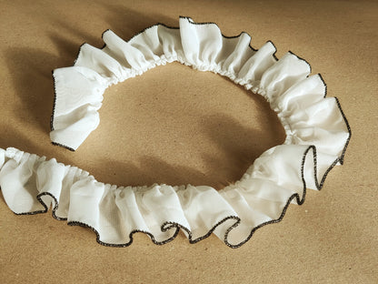 5cm Width Gathered Chiffon Trim with Contrasting Colour Edge -Per yard- For Doll Clothes, Scrunchie Making, Dressmaking