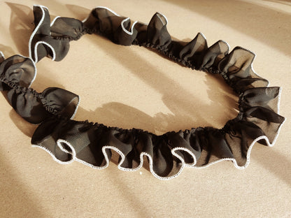 5cm Width Gathered Chiffon Trim with Contrasting Colour Edge -Per yard- For Doll Clothes, Scrunchie Making, Dressmaking
