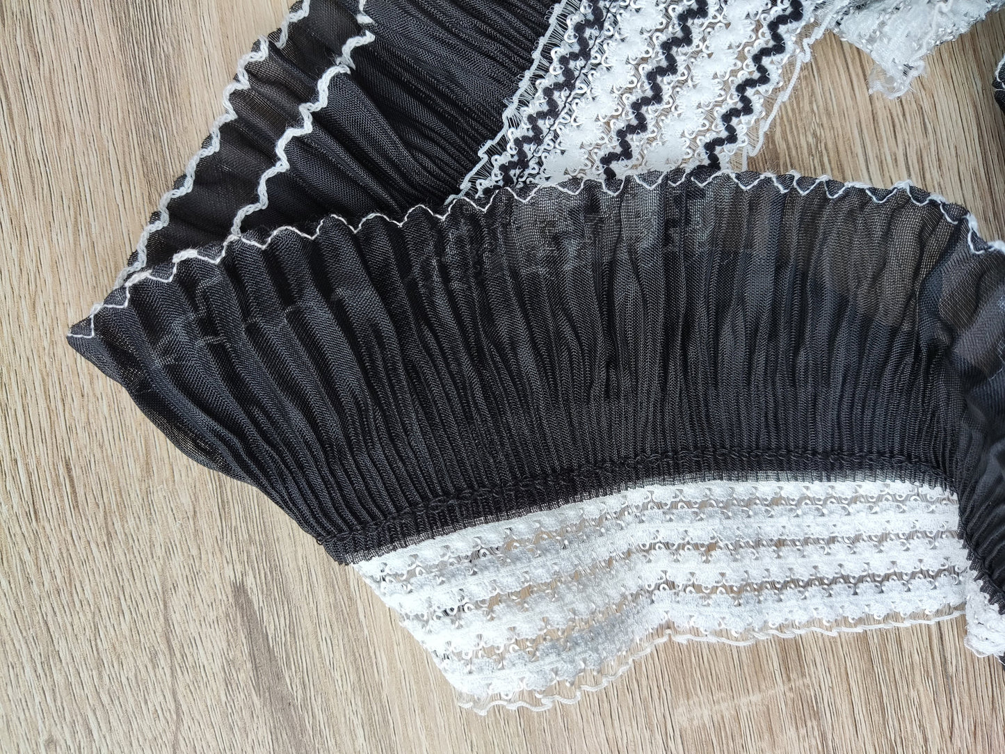 Modern Ruffle Pleated Chiffon Trim: By the Yard -10cm Wide Layered Elastic Border