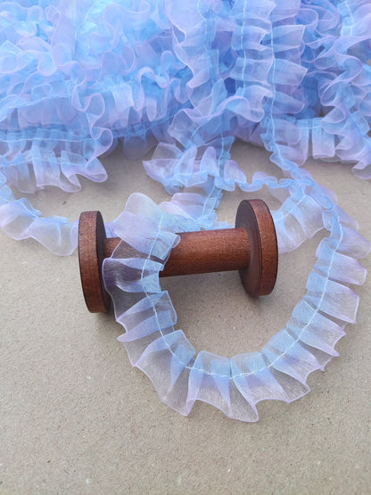 2 Tone Ombre Trim-Pleated Wavy Organza Ruffle Trim- Per yard  -DIY Sewing Doll Fairy Clothes