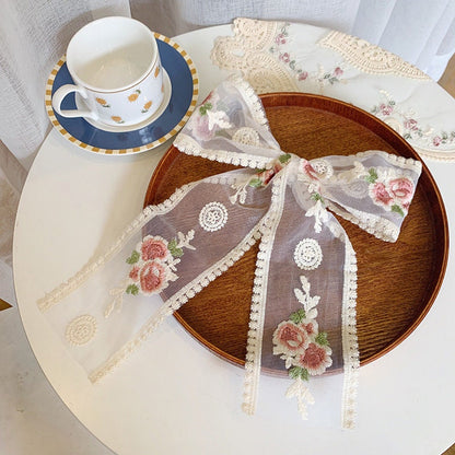 Embroidered Floral Sheer Ribbon Trim -9cm width Heart Net Mesh Border Edging -Per yard -DIY Clothing, Festival Costume, Crafts Decor