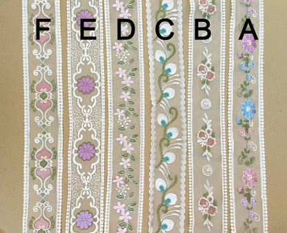 Embroidered Floral Sheer Ribbon Trim -9cm width Heart Net Mesh Border Edging -Per yard -DIY Clothing, Festival Costume, Crafts Decor