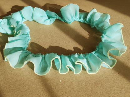 5cm Width Gathered Chiffon Trim with Contrasting Colour Edge -Per yard- For Doll Clothes, Scrunchie Making, Dressmaking
