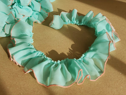 5cm Width Gathered Chiffon Trim with Contrasting Colour Edge -Per yard- For Doll Clothes, Scrunchie Making, Dressmaking