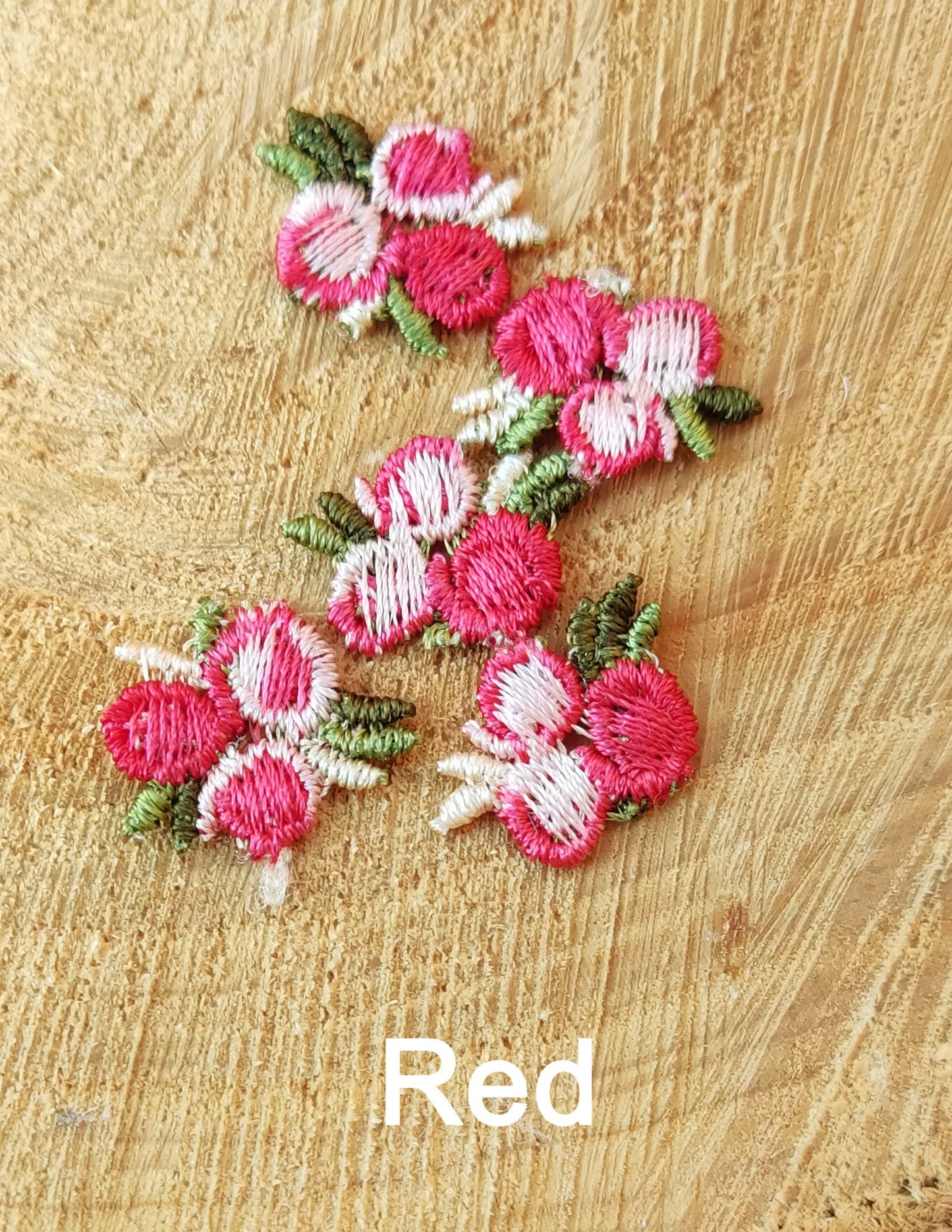 25pc Tiny Embroidered Flower Sew on Applique- Small Multicolored Floral Motif- For Doll Clothes, Junk Journal, Scrapbooking