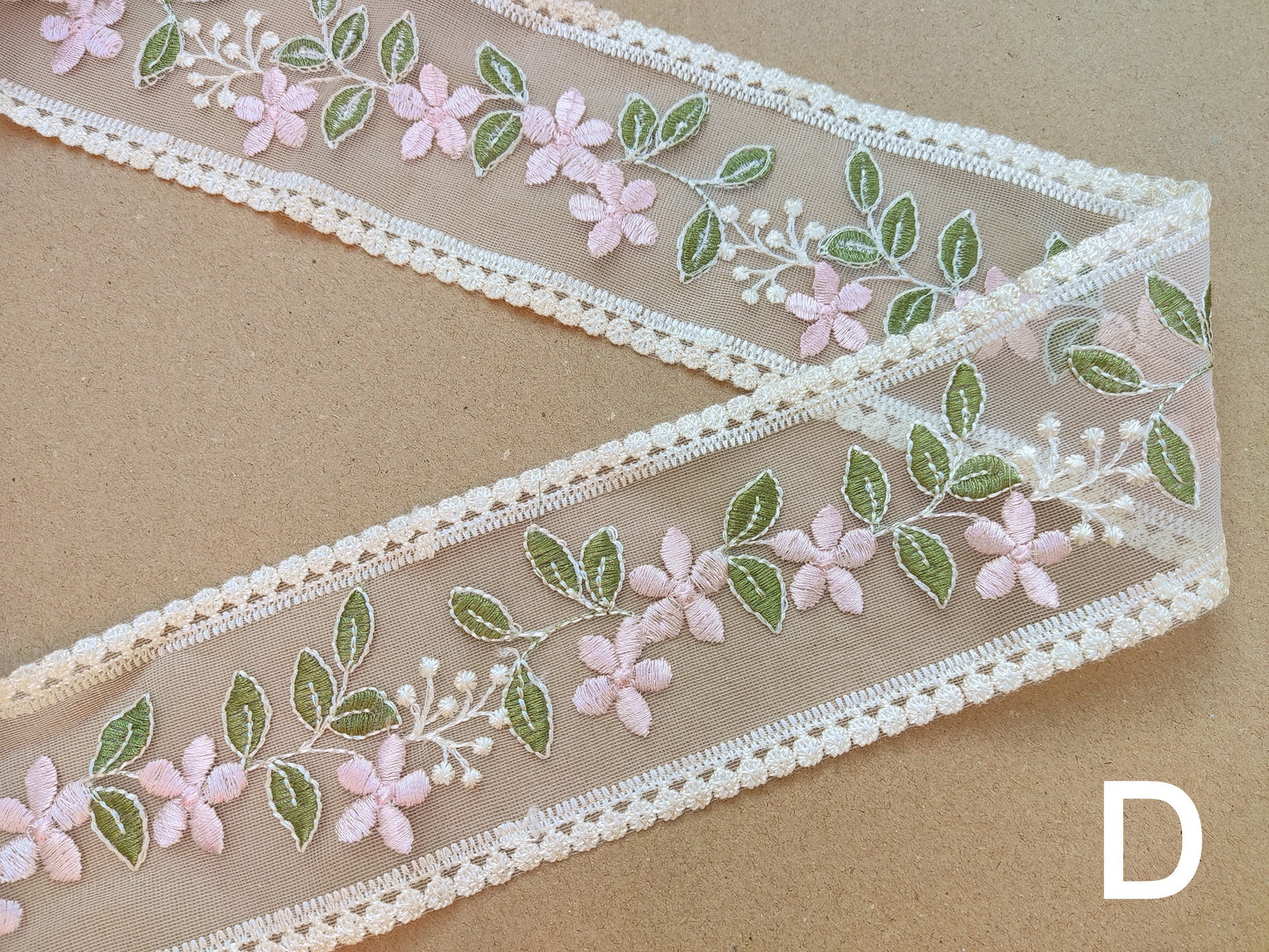 Embroidered Floral Sheer Ribbon Trim -9cm width Heart Net Mesh Border Edging -Per yard -DIY Clothing, Festival Costume, Crafts Decor