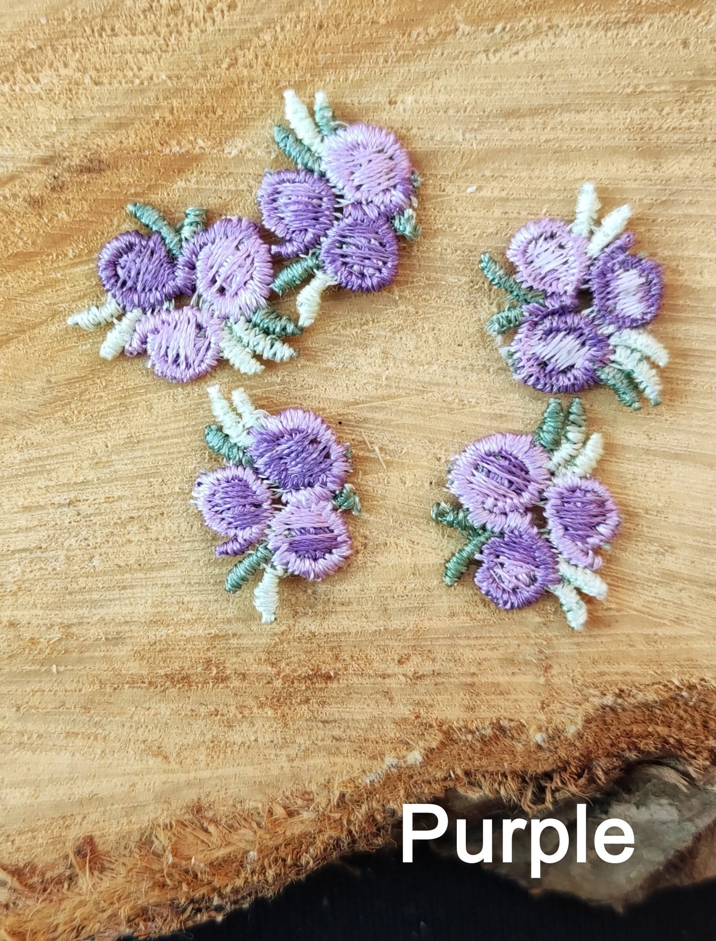 25pc Tiny Embroidered Flower Sew on Applique- Small Multicolored Floral Motif- For Doll Clothes, Junk Journal, Scrapbooking