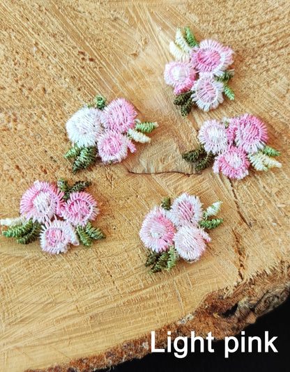 25pc Tiny Embroidered Flower Sew on Applique- Small Multicolored Floral Motif- For Doll Clothes, Junk Journal, Scrapbooking