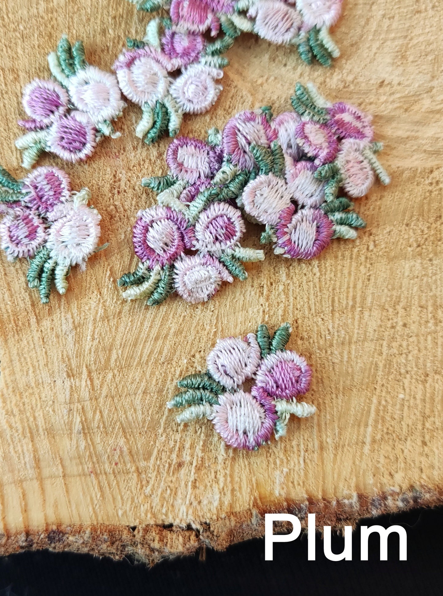 25pc Tiny Embroidered Flower Sew on Applique- Small Multicolored Floral Motif- For Doll Clothes, Junk Journal, Scrapbooking