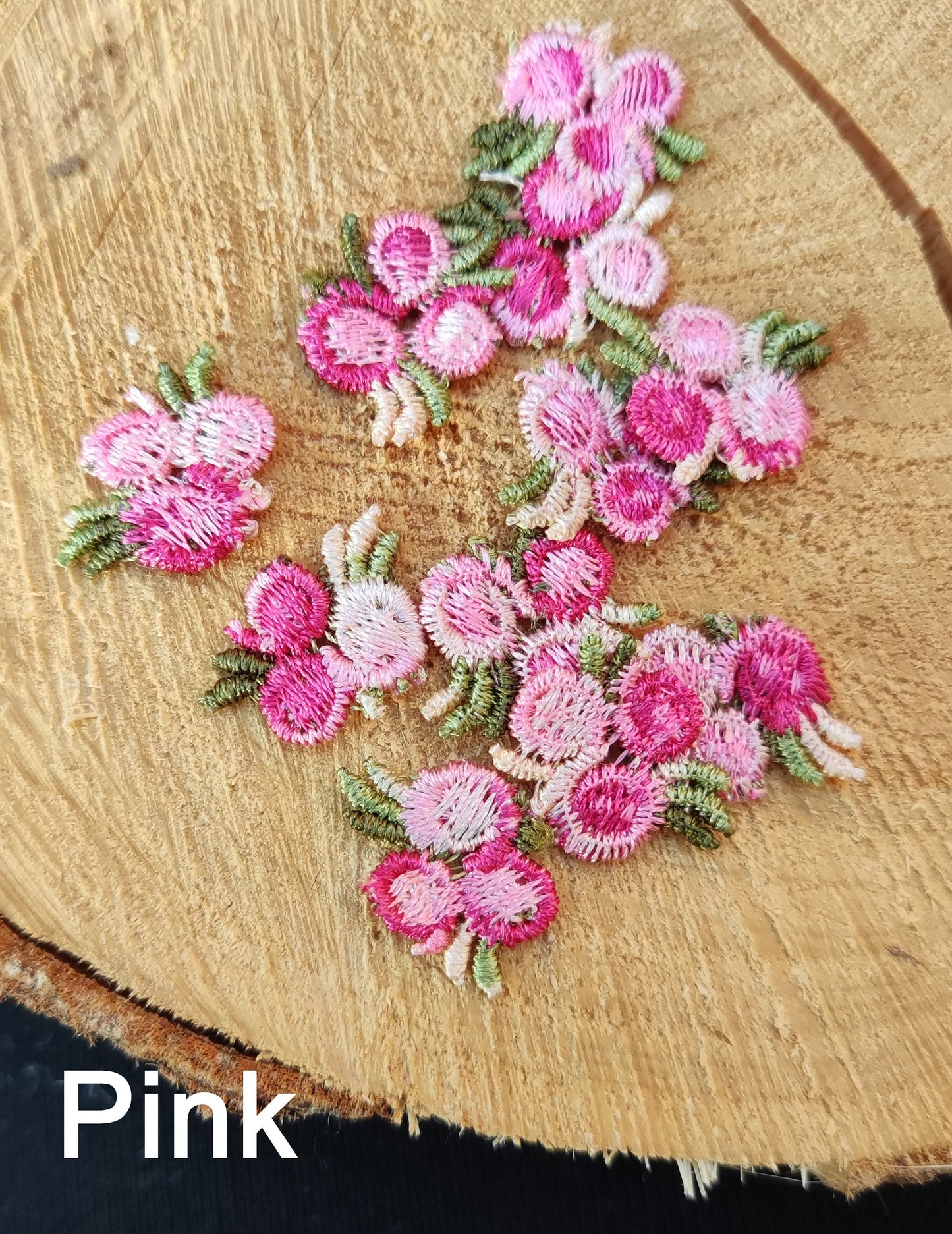 25pc Tiny Embroidered Flower Sew on Applique- Small Multicolored Floral Motif- For Doll Clothes, Junk Journal, Scrapbooking