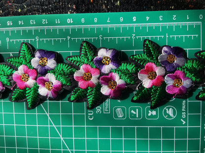 0.5 Yard - Iron on Sequined Embroidered Flower Trim/ Patches - 5.5cm width