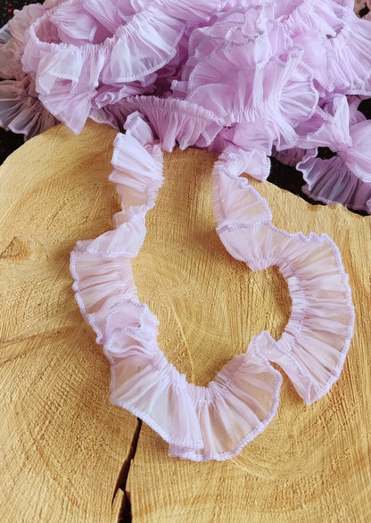 3cm Gathered Pastel Sheer Chiffon Ruffle Trim- Per yard -Sewing Border For Doll Clothes, Dressmaking, Scrunchie DIY