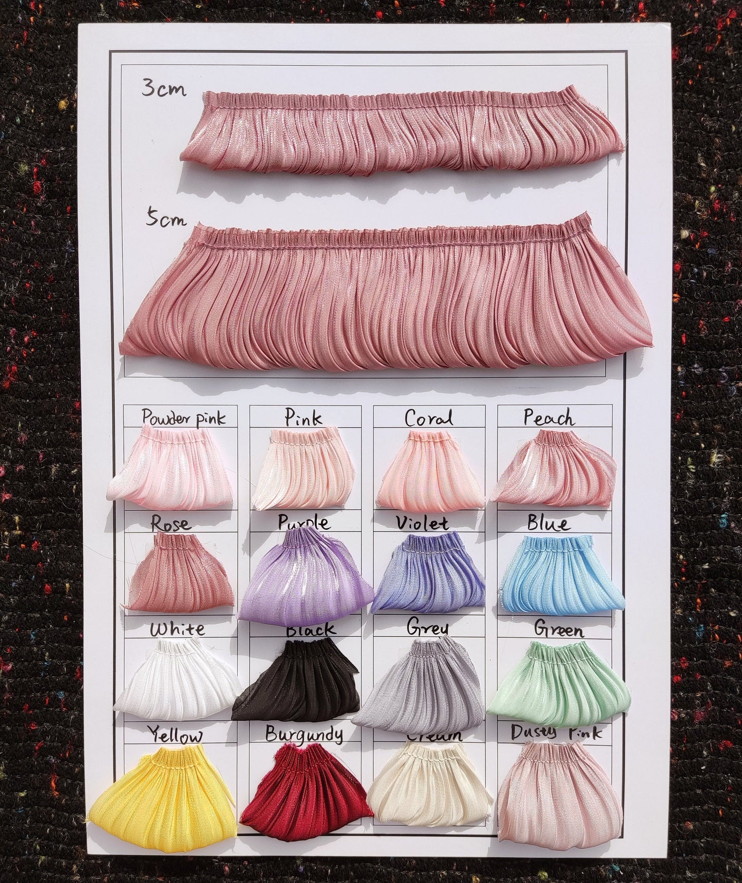 Pleated Puffy Chiffon Shimmery Trim-5cm wide Gathered border- Frilly Ruffle Edging- Per yard- Costume DIY, Doll Making, Sewing embellishment