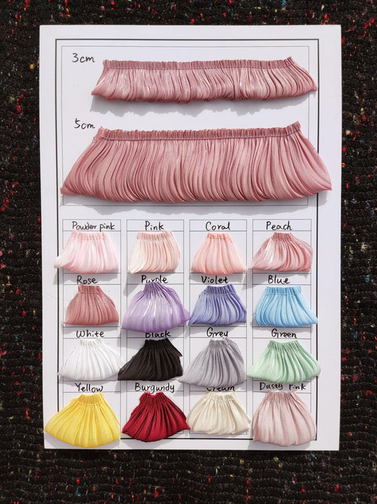 Pleated Puffy Chiffon Shimmery Trim-3cm wide Gathered border- Frilly Ruffle Edging- Per yard- Costume DIY, Doll Making, Sewing embellishment