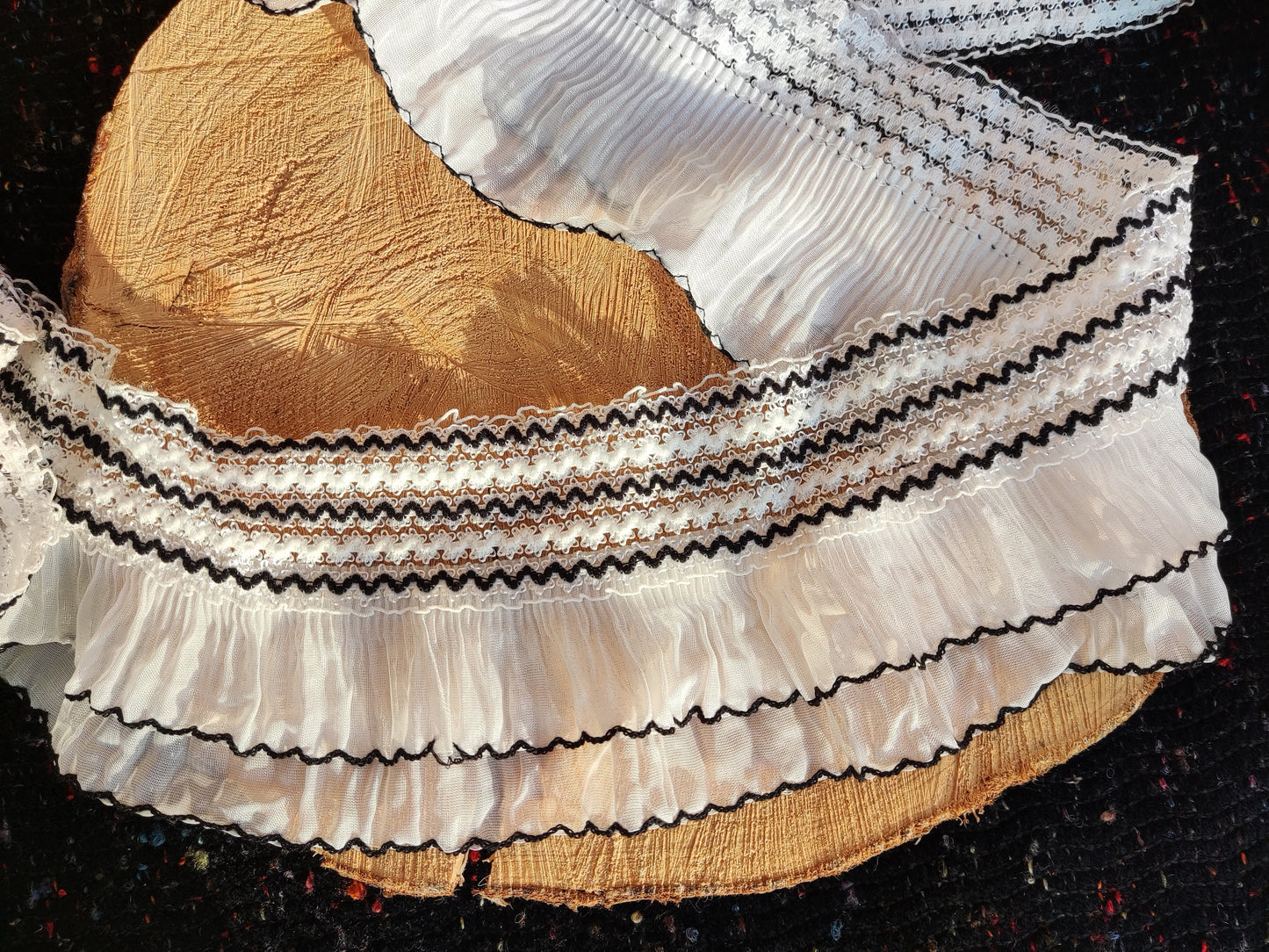 Modern Ruffle Pleated Chiffon Trim: By the Yard -10cm Wide Layered Elastic Border