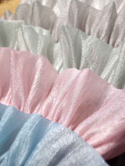 Lightweight Silver Shimmer Organza Trim- Per yard -3cm width Gathered Puffy Ruffle Trim for Doll Clothes, Dressmaking, Sewing