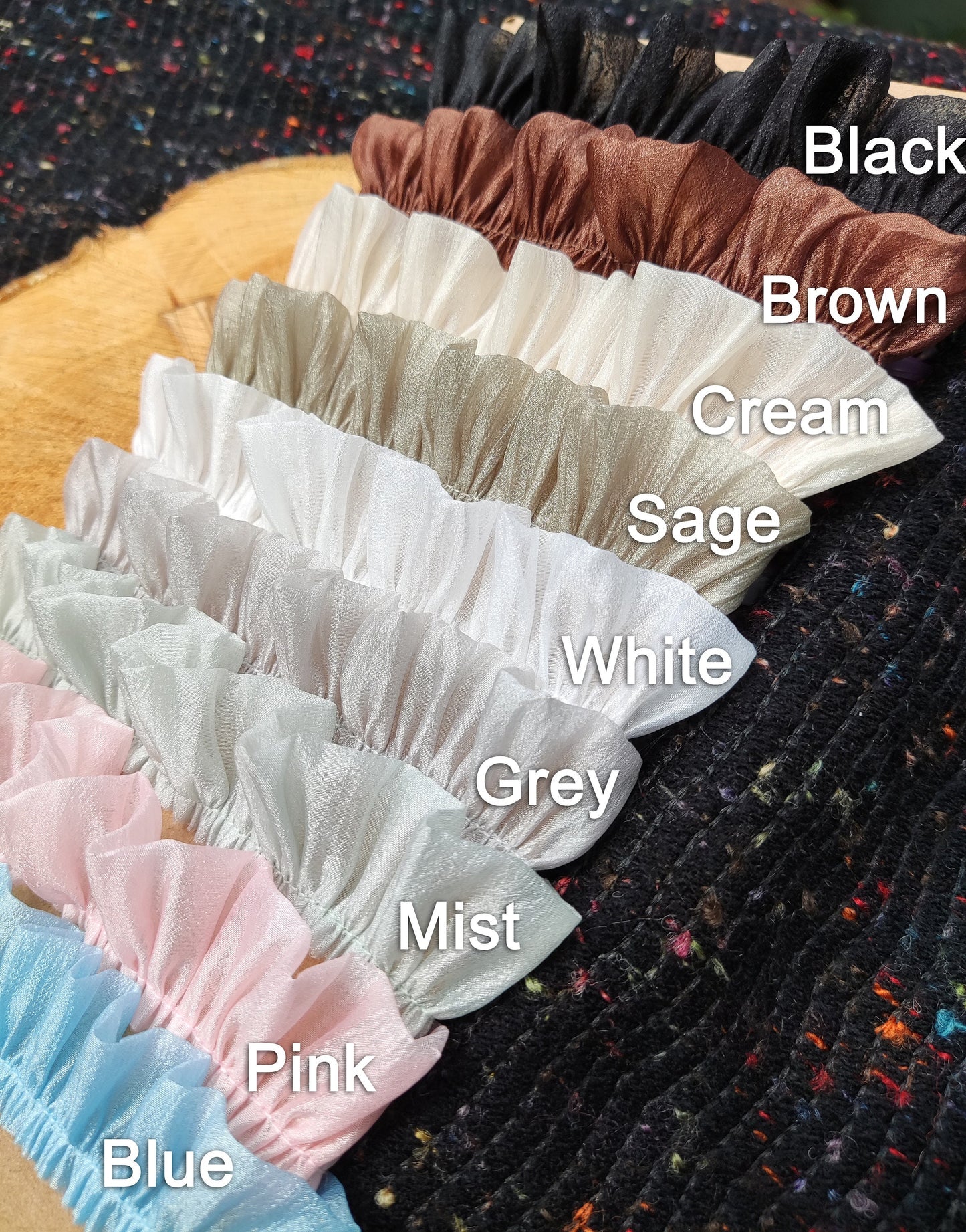 Lightweight Silver Shimmer Organza Trim- Per yard -3cm width Gathered Puffy Ruffle Trim for Doll Clothes, Dressmaking, Sewing