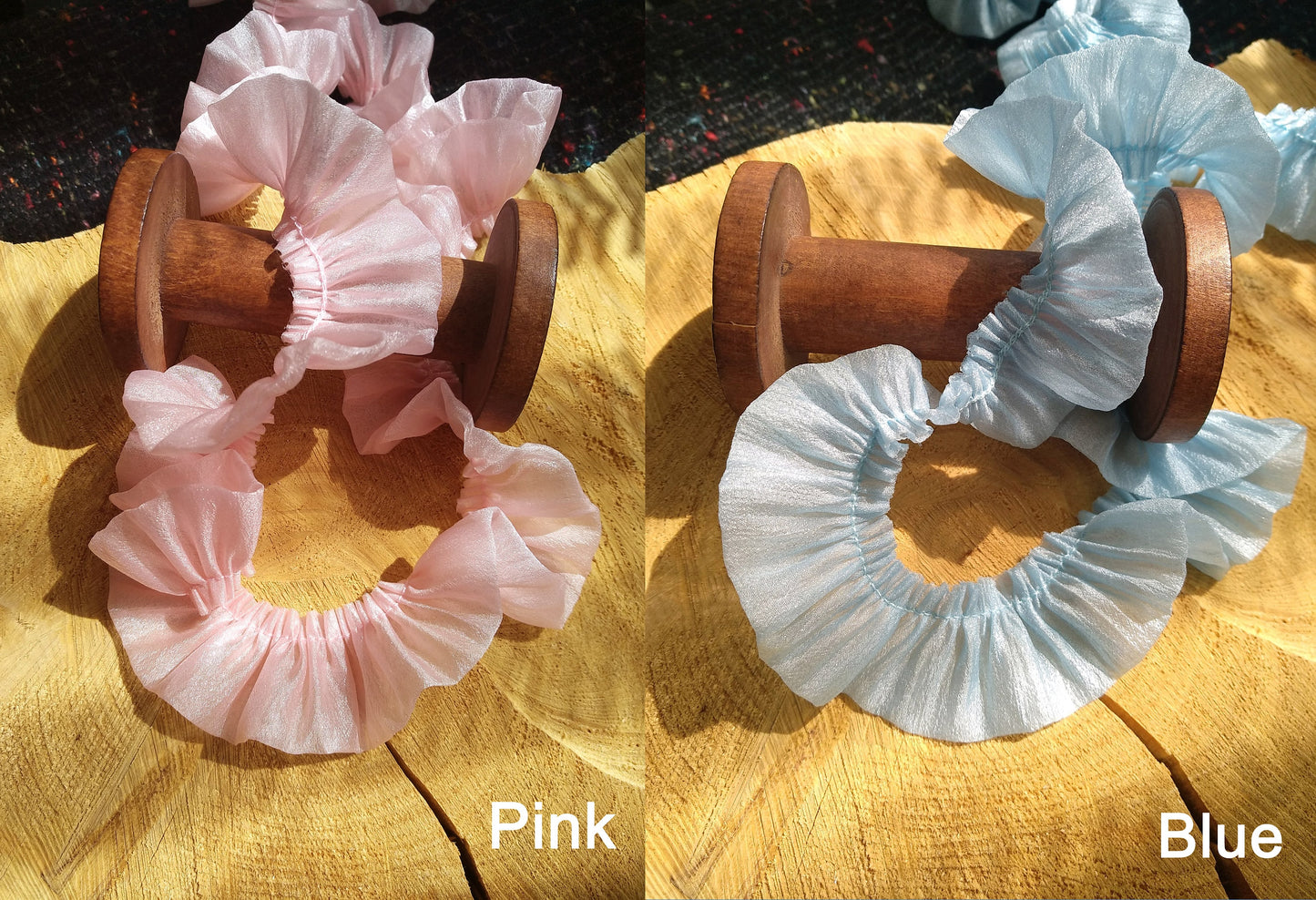 Lightweight Silver Shimmer Organza Trim- Per yard -3cm width Gathered Puffy Ruffle Trim for Doll Clothes, Dressmaking, Sewing