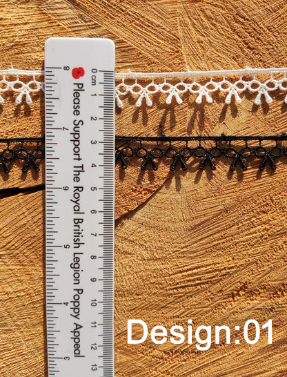 Bow Pattern Lace trim- Per yard -For Sewing, Doll Making, Scrapbooking, Bridal DIY