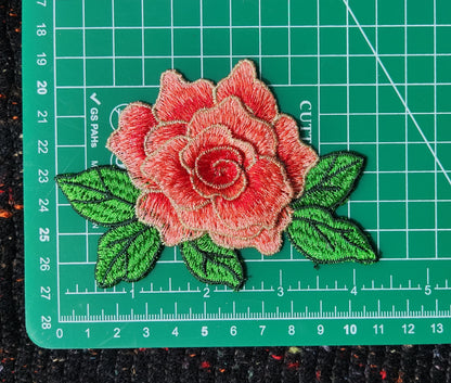 3D Embroidered Rose Applique- Sew On Golden edge Flower Patch Motif- For Denim Decoration, Costume DIY