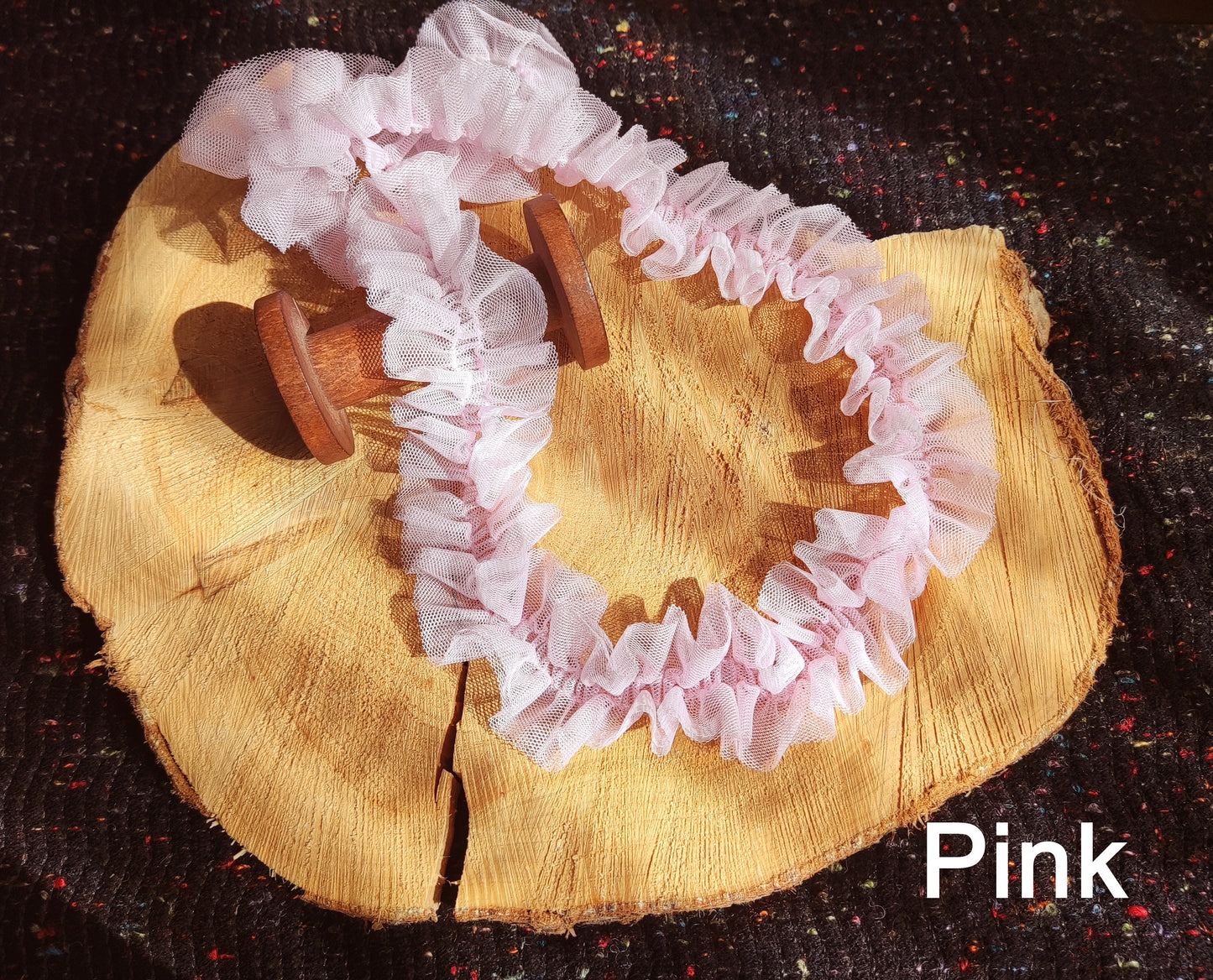 Double Layered Tulle Ruffle Trim with Scrunched Middle -Per yard- 5cm width Frilly Edging- For Festival Costume, Doll Clothes, Bridal DIY