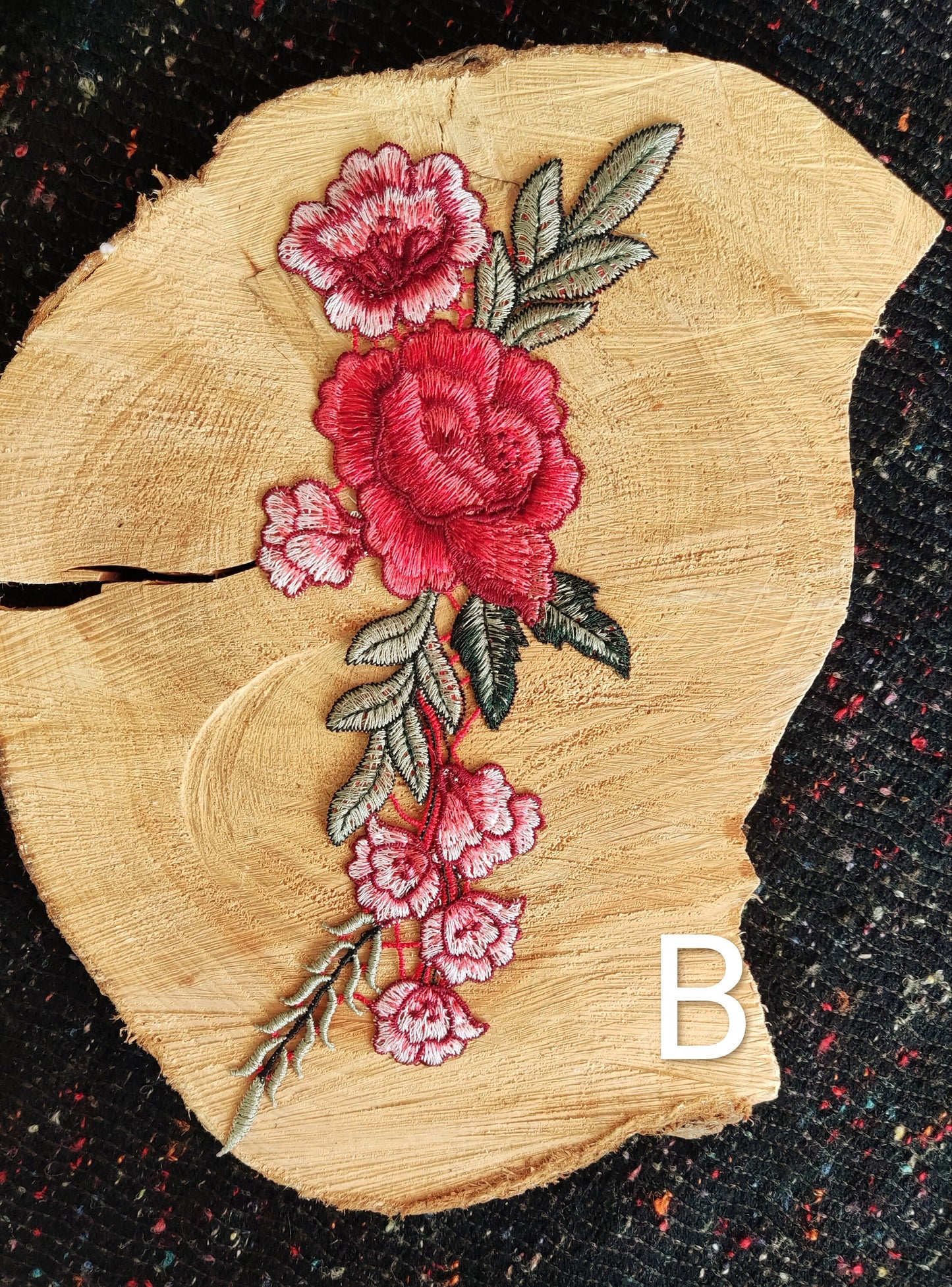 Large Red Rose embroidered applique motif- Sew on Patch- For Clothes DIY, Dressmaking, Bag making