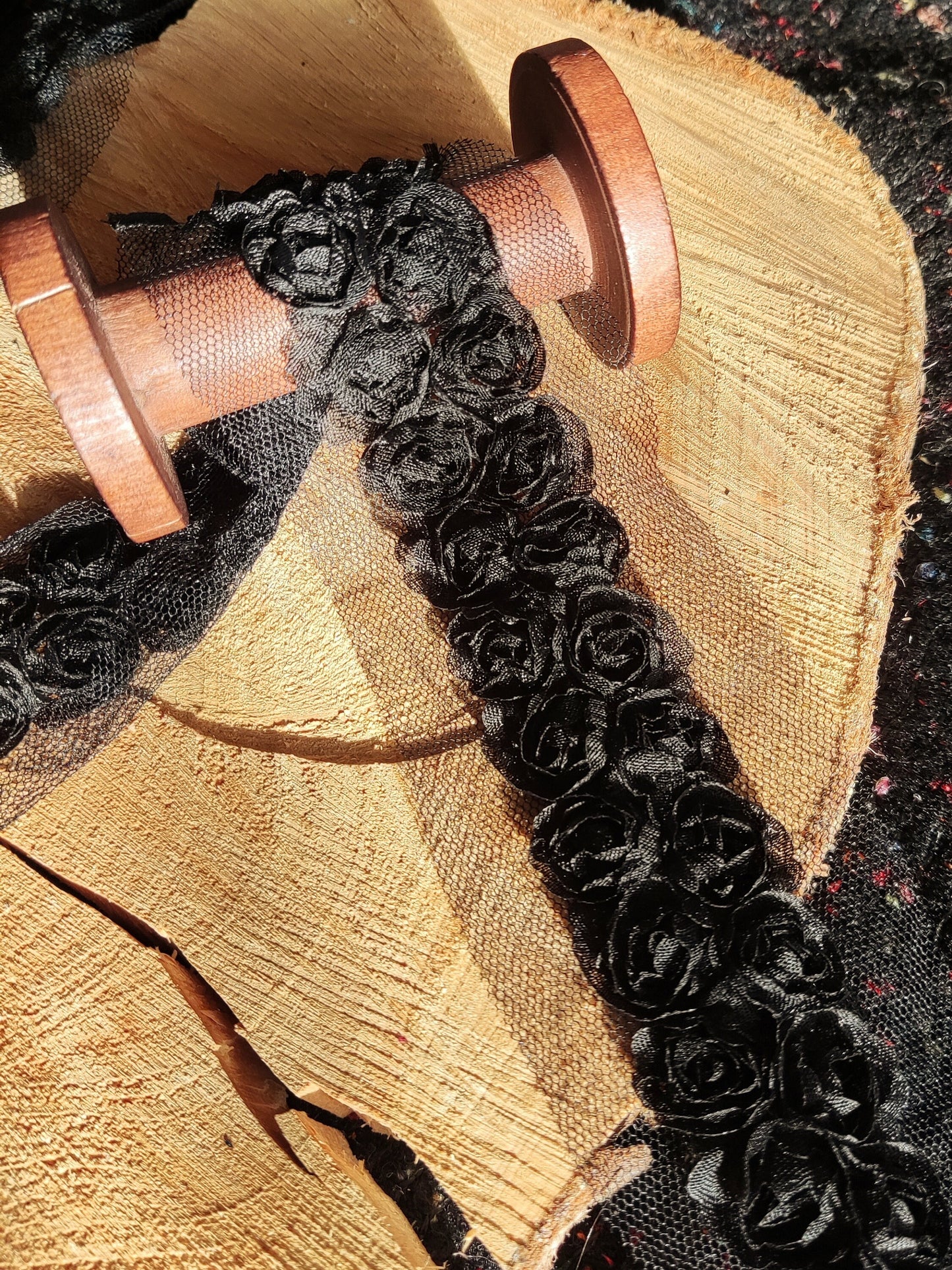 Double Rose Chiffon Trim- Per yard - 3cm width rose flower, floral edging