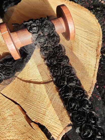 Double Rose Chiffon Trim- Per yard - 3cm width rose flower, floral edging