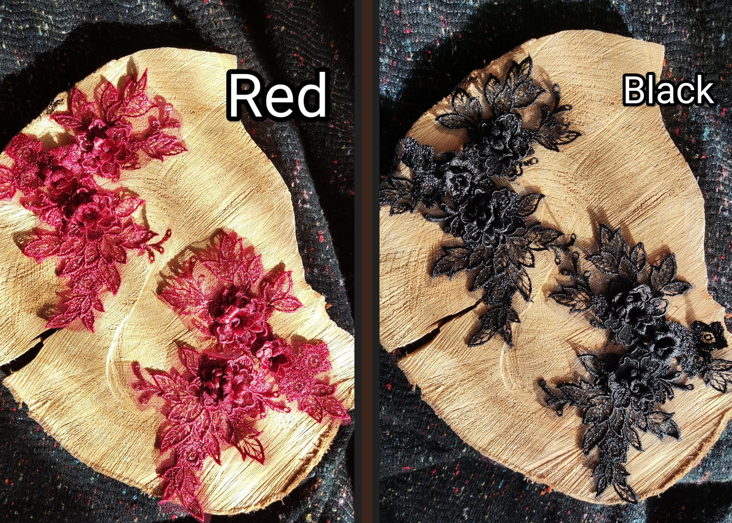 14 colours-1 Pair of Floral applique Embroidered motif- Sew on Wedding Dress Bridal Gown Wedding Costume Patch