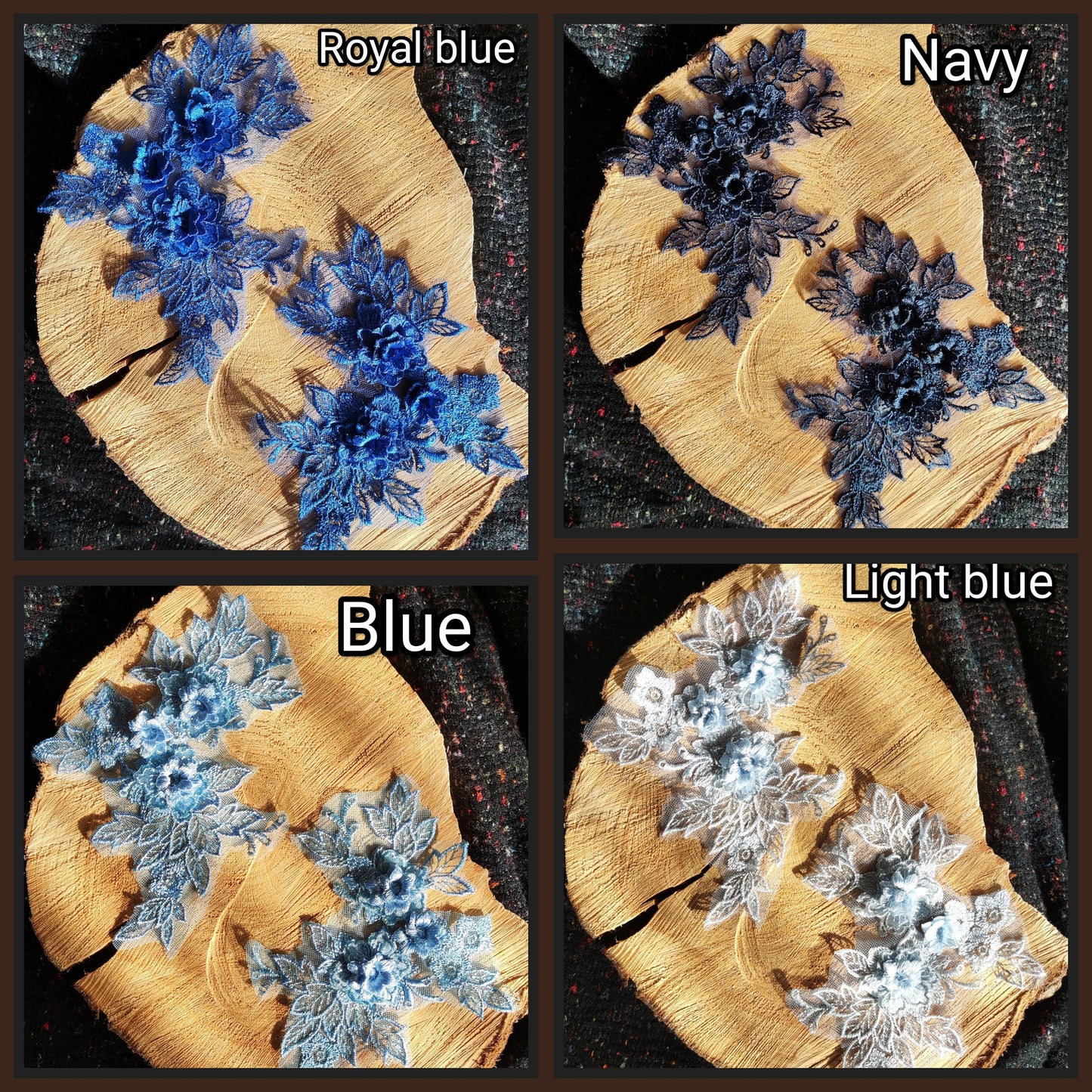14 colours-1 Pair of Floral applique Embroidered motif- Sew on Wedding Dress Bridal Gown Wedding Costume Patch