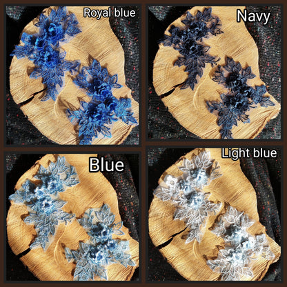 14 colours-1 Pair of Floral applique Embroidered motif- Sew on Wedding Dress Bridal Gown Wedding Costume Patch