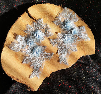 14 colours-1 Pair of Floral applique Embroidered motif- Sew on Wedding Dress Bridal Gown Wedding Costume Patch
