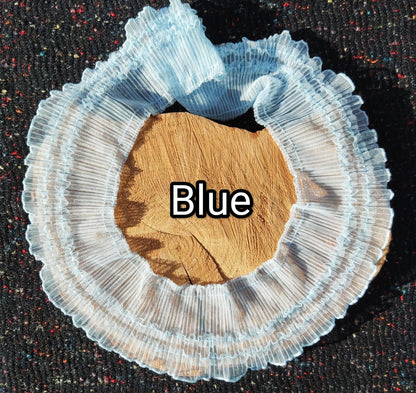 Wide Pleated Ruffle Trim with Layered Edge- 10cm Width Soft Layered Mesh Border Embellishment- For Doll making, Upholstery, scrunchie DIY