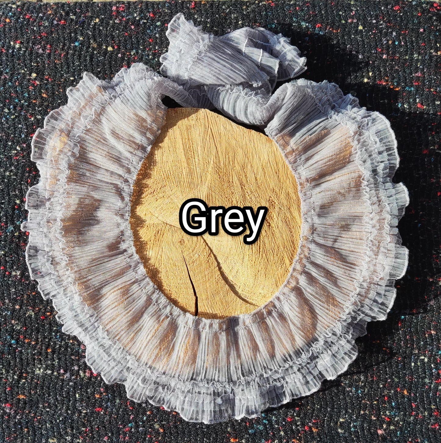 Wide Pleated Ruffle Trim with Layered Edge- 10cm Width Soft Layered Mesh Border Embellishment- For Doll making, Upholstery, scrunchie DIY