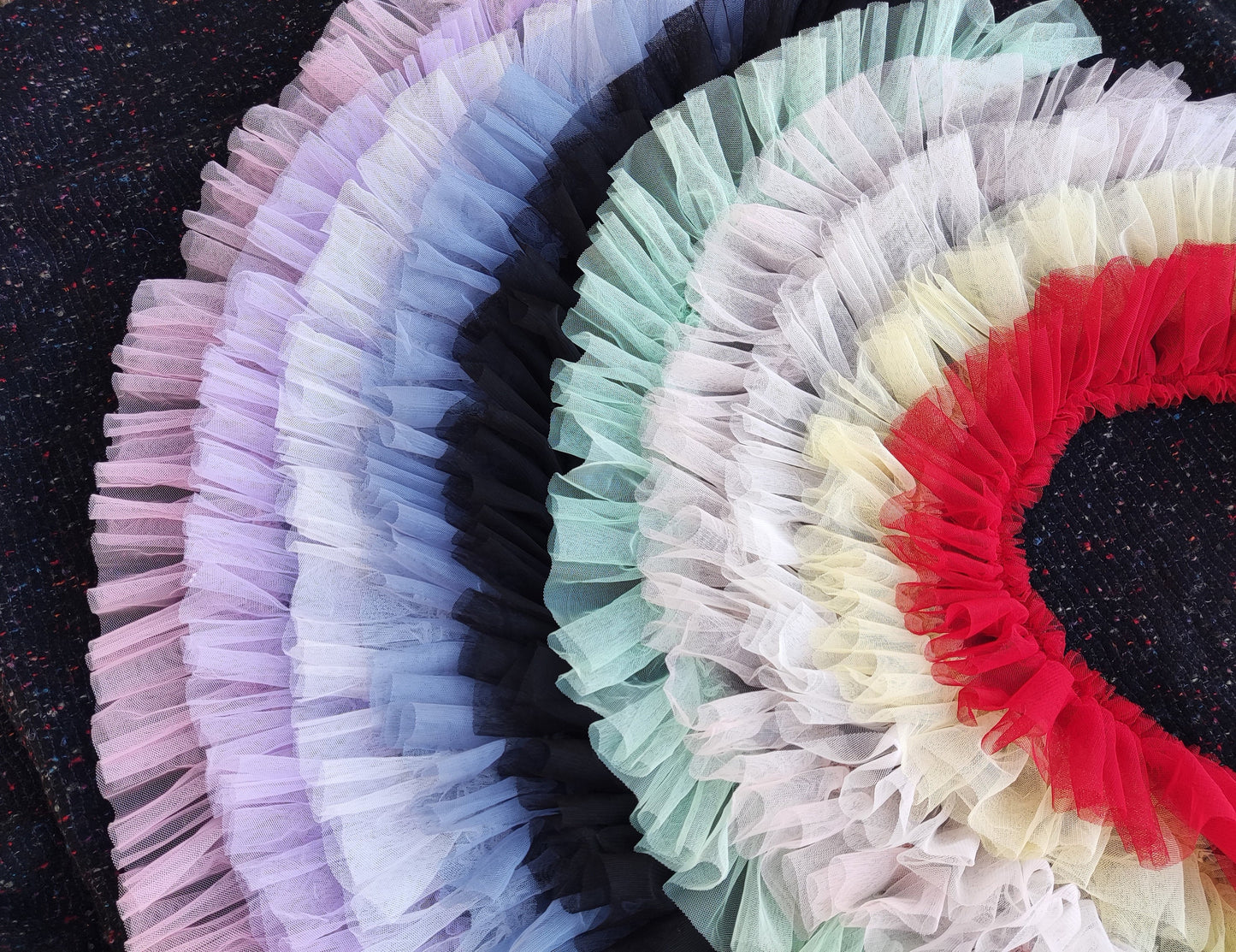 10cm wide Gathered Tulle Ruffle Trim -Per Yard -Frilly Border for Doll Making, Bridal Gown, Festival TuTu Costume