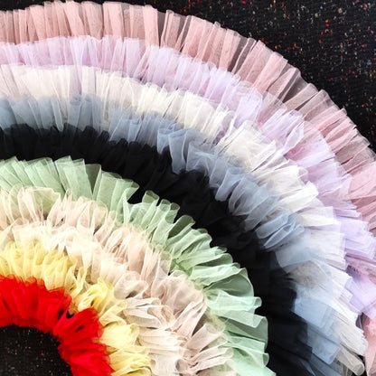 10cm wide Gathered Tulle Ruffle Trim -Per Yard -Frilly Border for Doll Making, Bridal Gown, Festival TuTu Costume