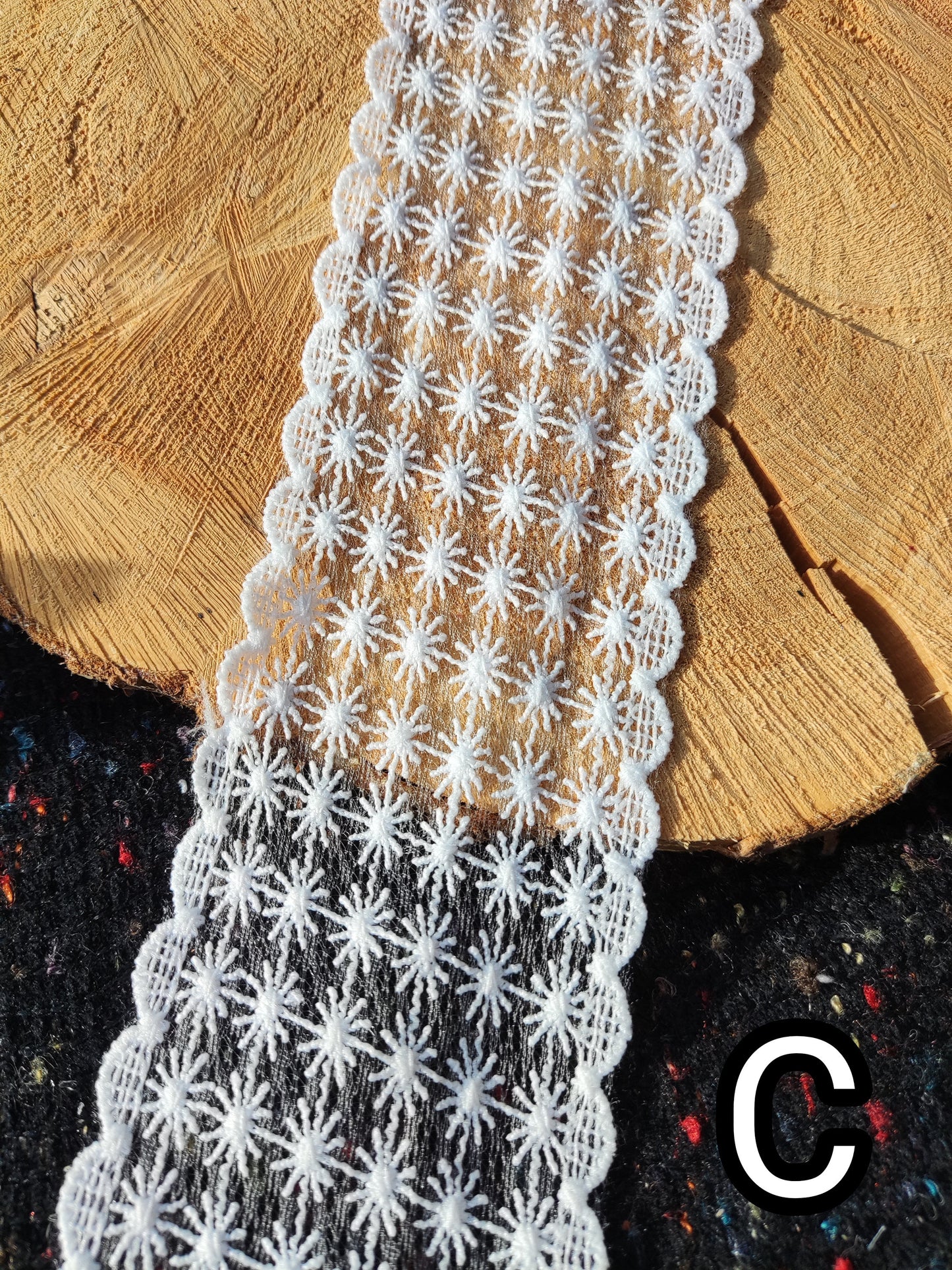 7cm Wide White Lace Trim -Per Yard-  Sheer Mesh Ribbon for Dressmaking, Doll Clothes, Hair bow, Hatband, Home decor, Bohemian Bridal Dress