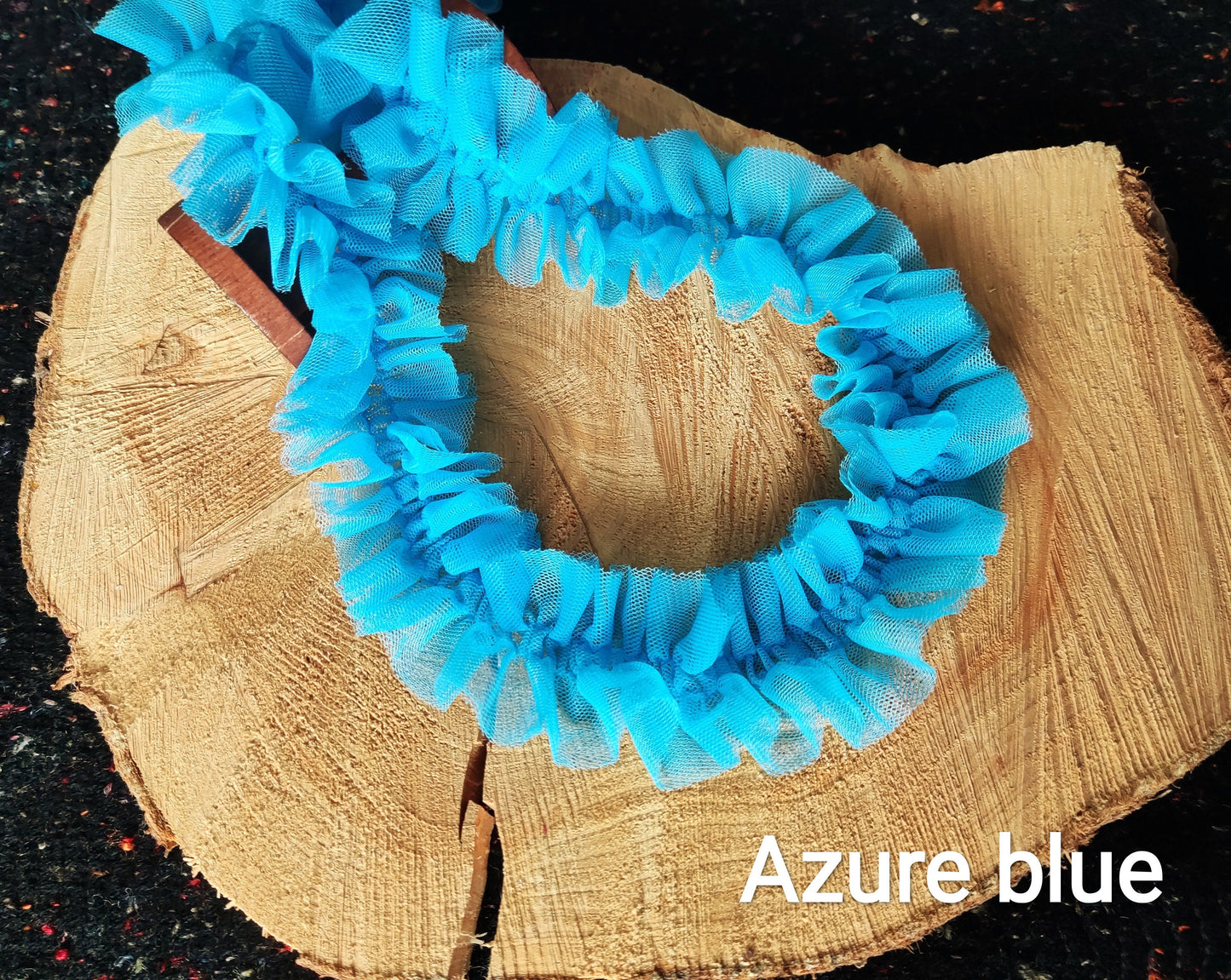 Double Layered Tulle Ruffle Trim with Scrunched Middle -Per yard- 5cm width Frilly Edging- For Festival Costume, Doll Clothes, Bridal DIY