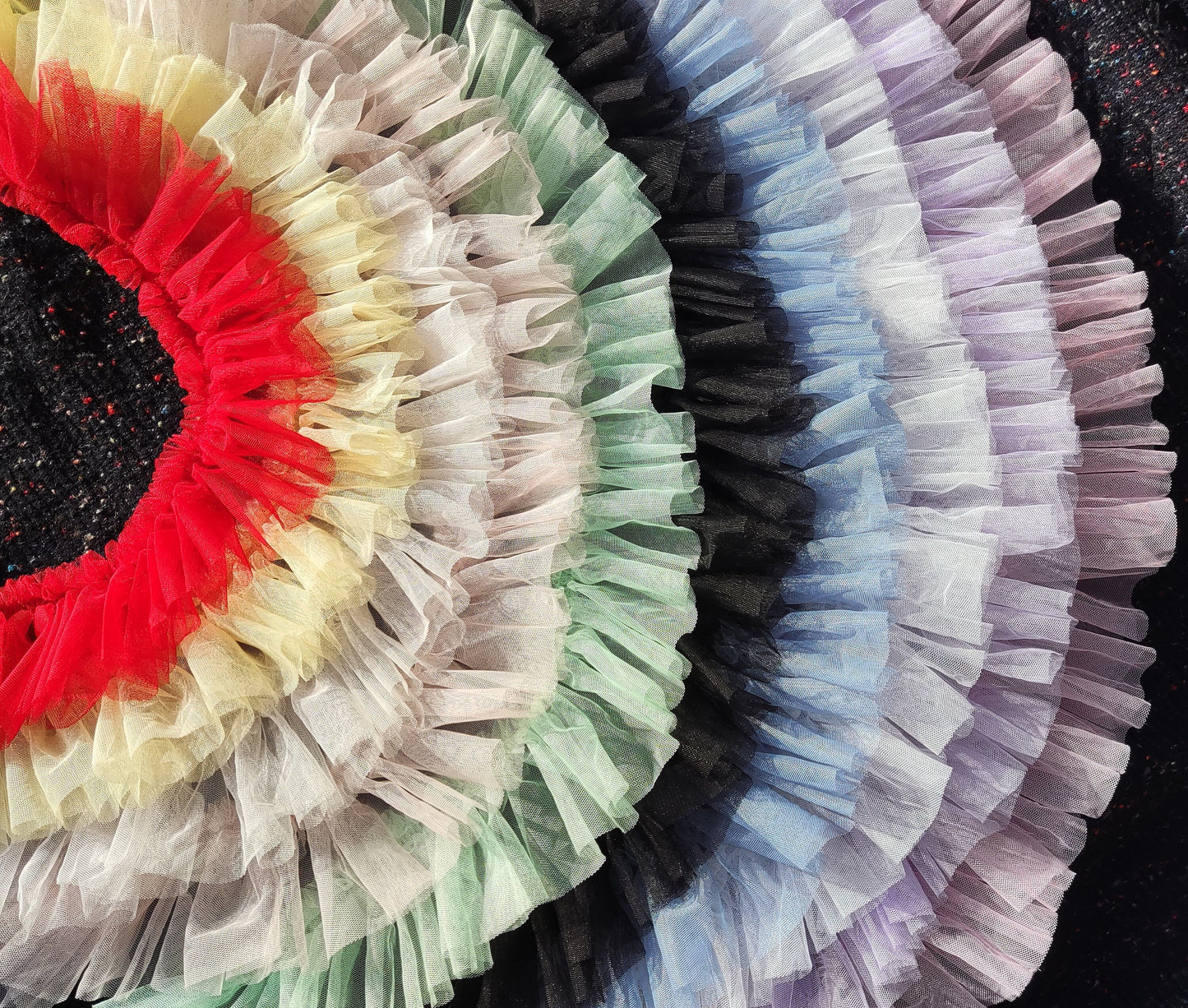 10cm wide Gathered Tulle Ruffle Trim -Per Yard -Frilly Border for Doll Making, Bridal Gown, Festival TuTu Costume
