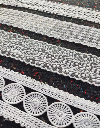 7cm Wide White Lace Trim -Per Yard-  Sheer Mesh Ribbon for Dressmaking, Doll Clothes, Hair bow, Hatband, Home decor, Bohemian Bridal Dress