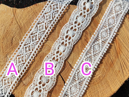 4cm Width White Lace Trim -Scallop edge Ribbon Embellishment -Per yard -Dressmaking, Costume DIY, Doll Clothes, Bridal DIY, Bohemian Decor