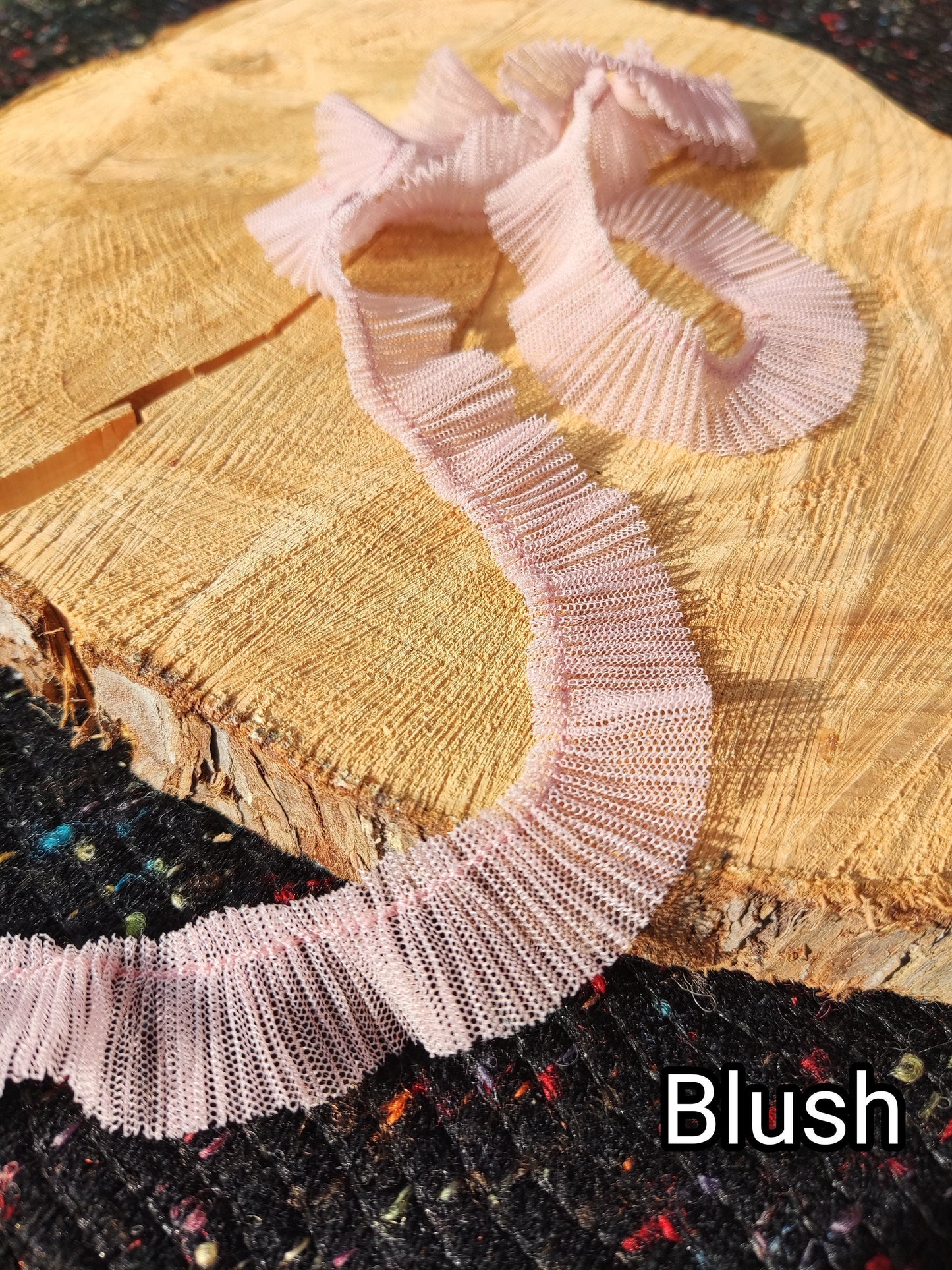 Delicate Mini Pleated Tulle Ruffle Trim- 2cm width Adorable Narrow TuTu edging -Per yard-For Children's clothes DIY, Doll making