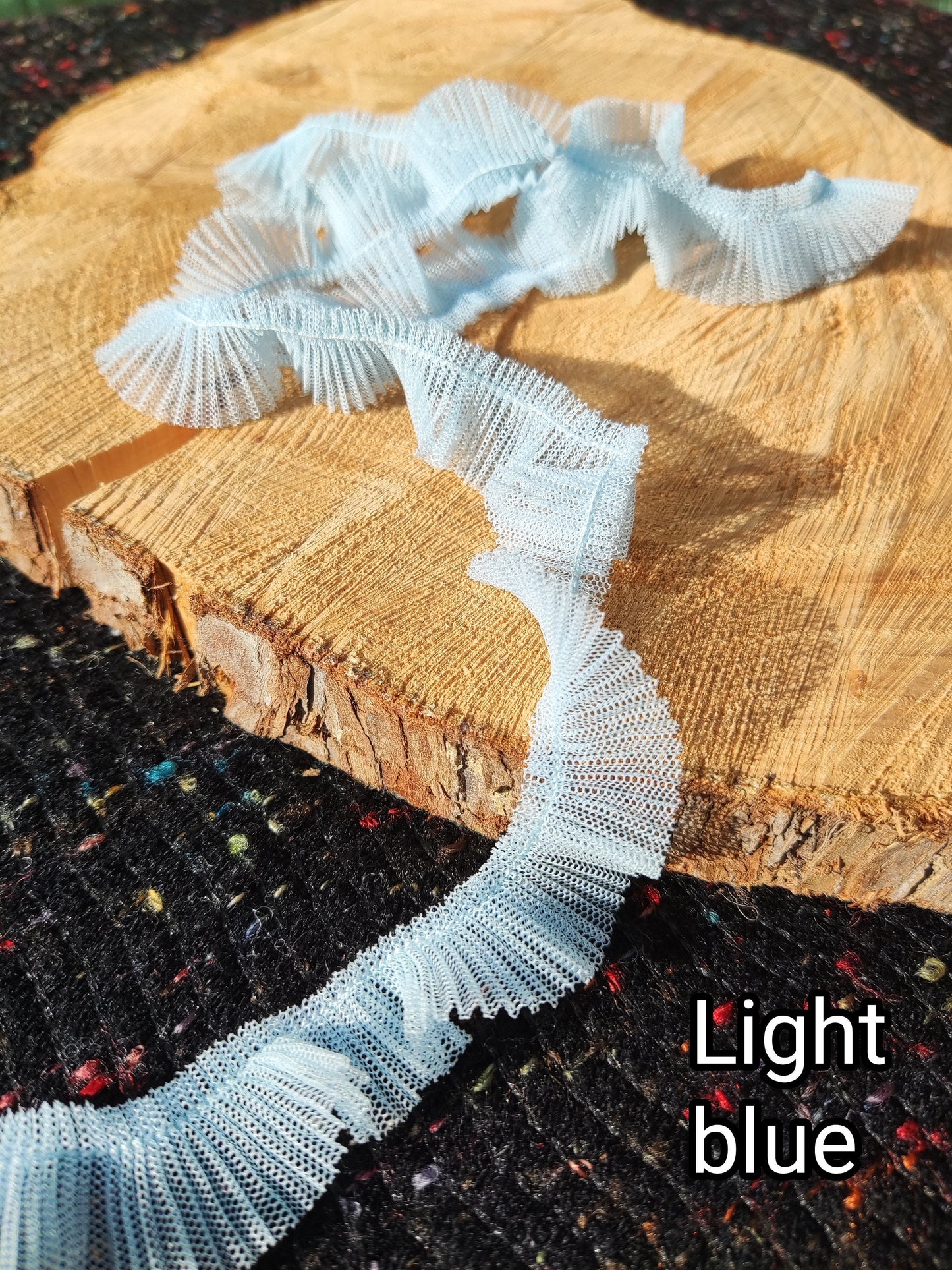 Delicate Mini Pleated Tulle Ruffle Trim- 2cm width Adorable Narrow TuTu edging -Per yard-For Children's clothes DIY, Doll making