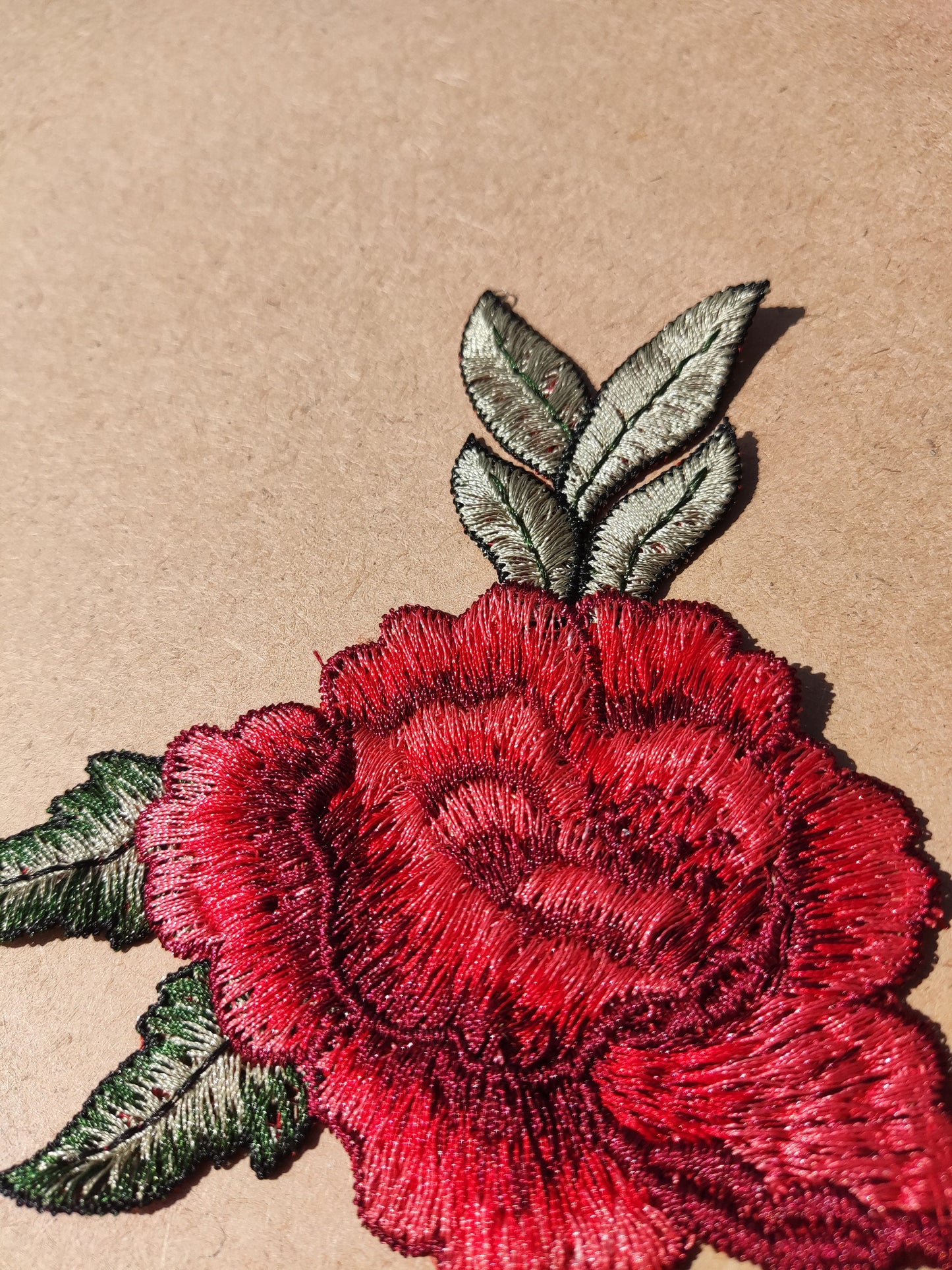 13*10cm Red Embroidered Sew on Rose applique -Flower Motif Patch for Clothes decoration, Lingerie, Costume DIY, Bag making