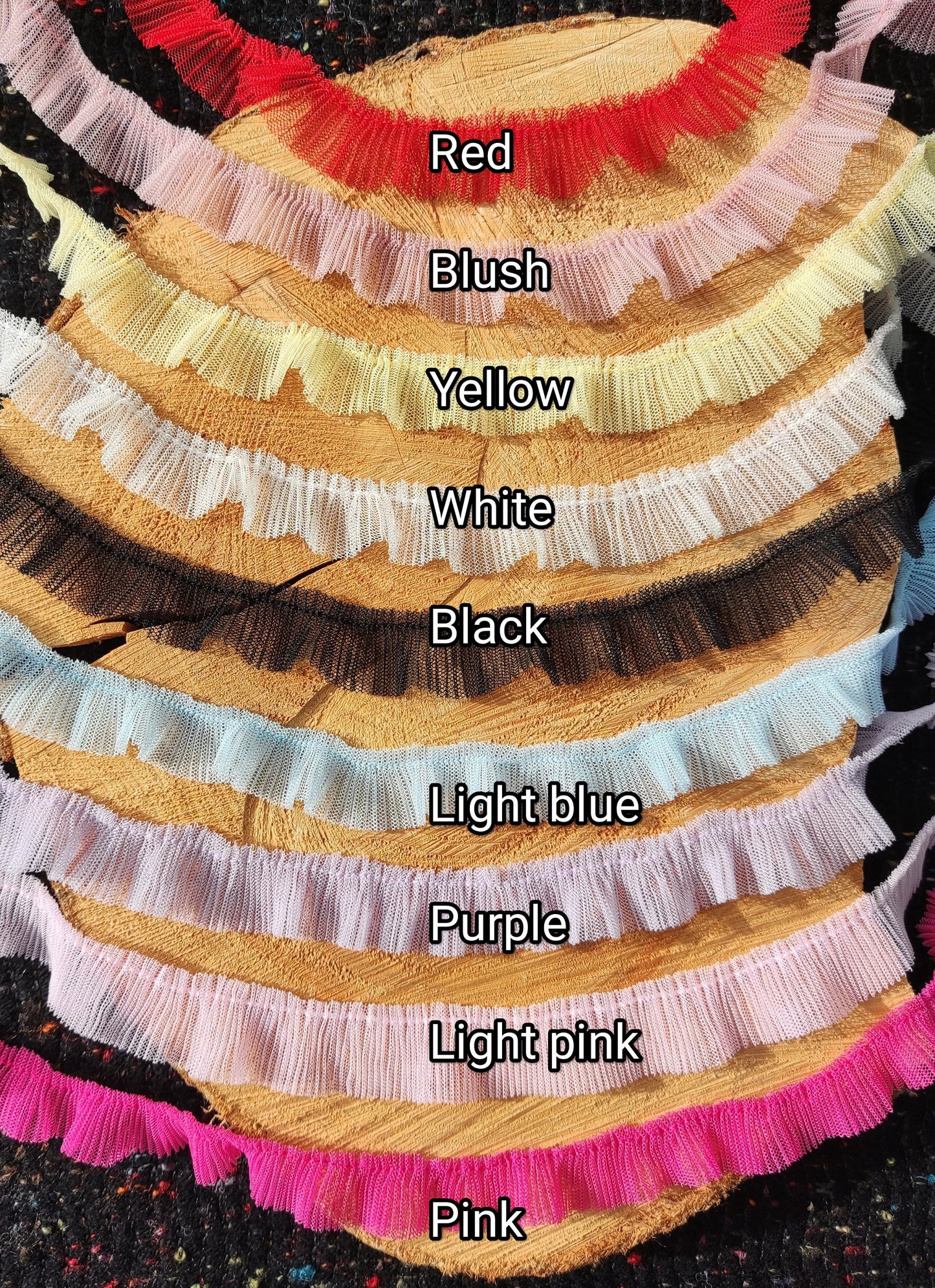Delicate Mini Pleated Tulle Ruffle Trim- 2cm width Adorable Narrow TuTu edging -Per yard-For Children's clothes DIY, Doll making